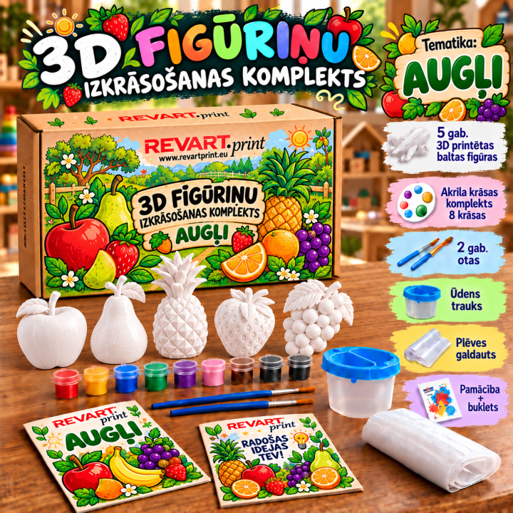 3D Figūriņu krāsošanas komplekts_Augļi
